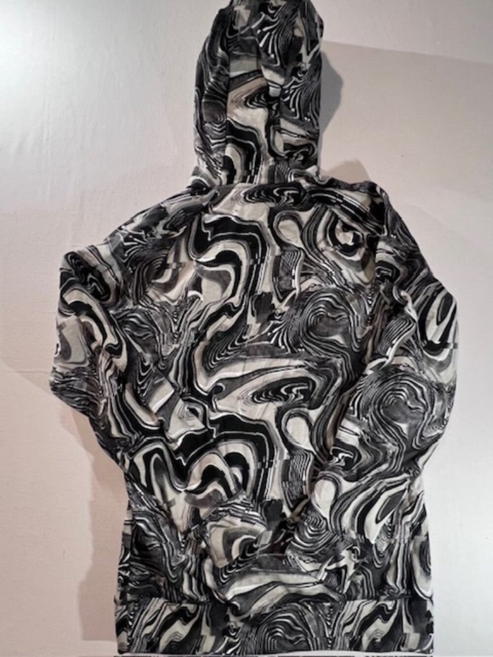 GYMSHARK Men's Black White Marble Dye hoodie and matching shorts set Size Medium - Picture 2 of 15